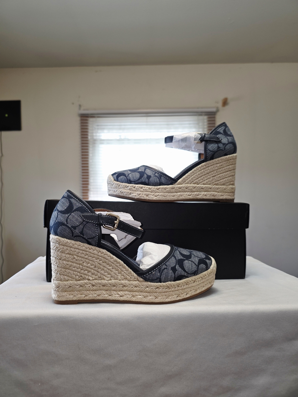 COACH Raine Signature Denim Espadrille In Chambray Size 6.5B - Picture 3 of 12